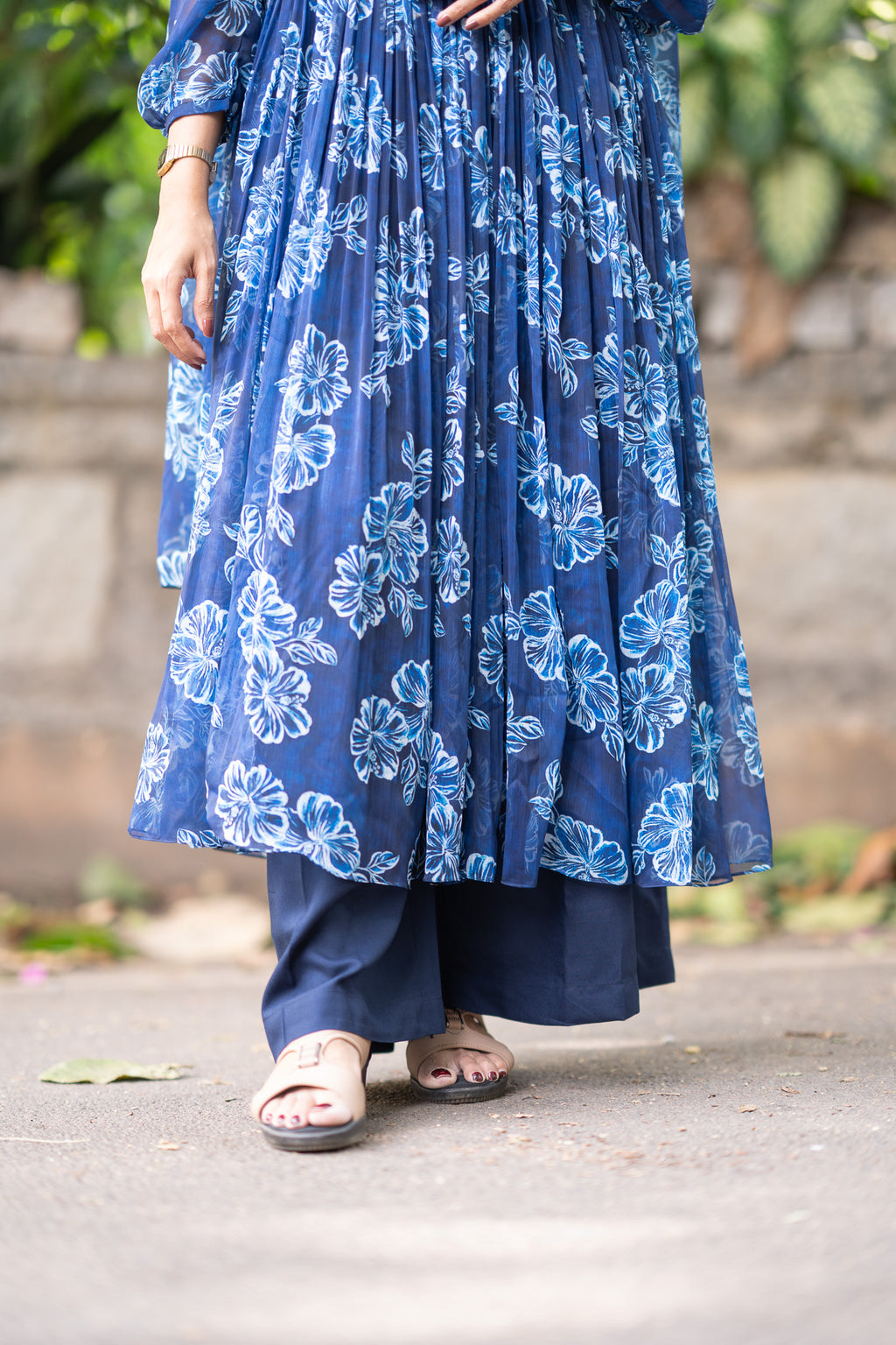 Sapphire Bloom Chiffon Kurti Set