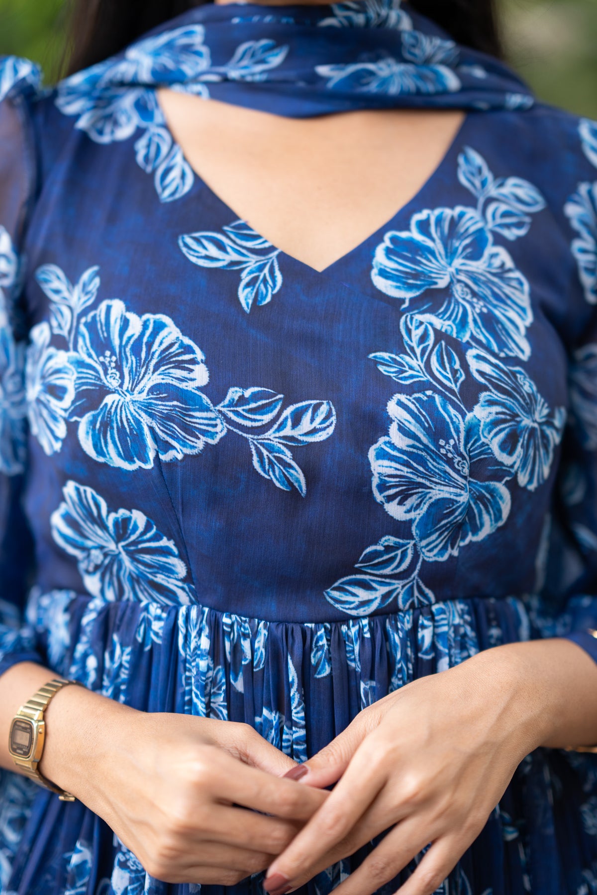 Sapphire Bloom Chiffon Kurti Set