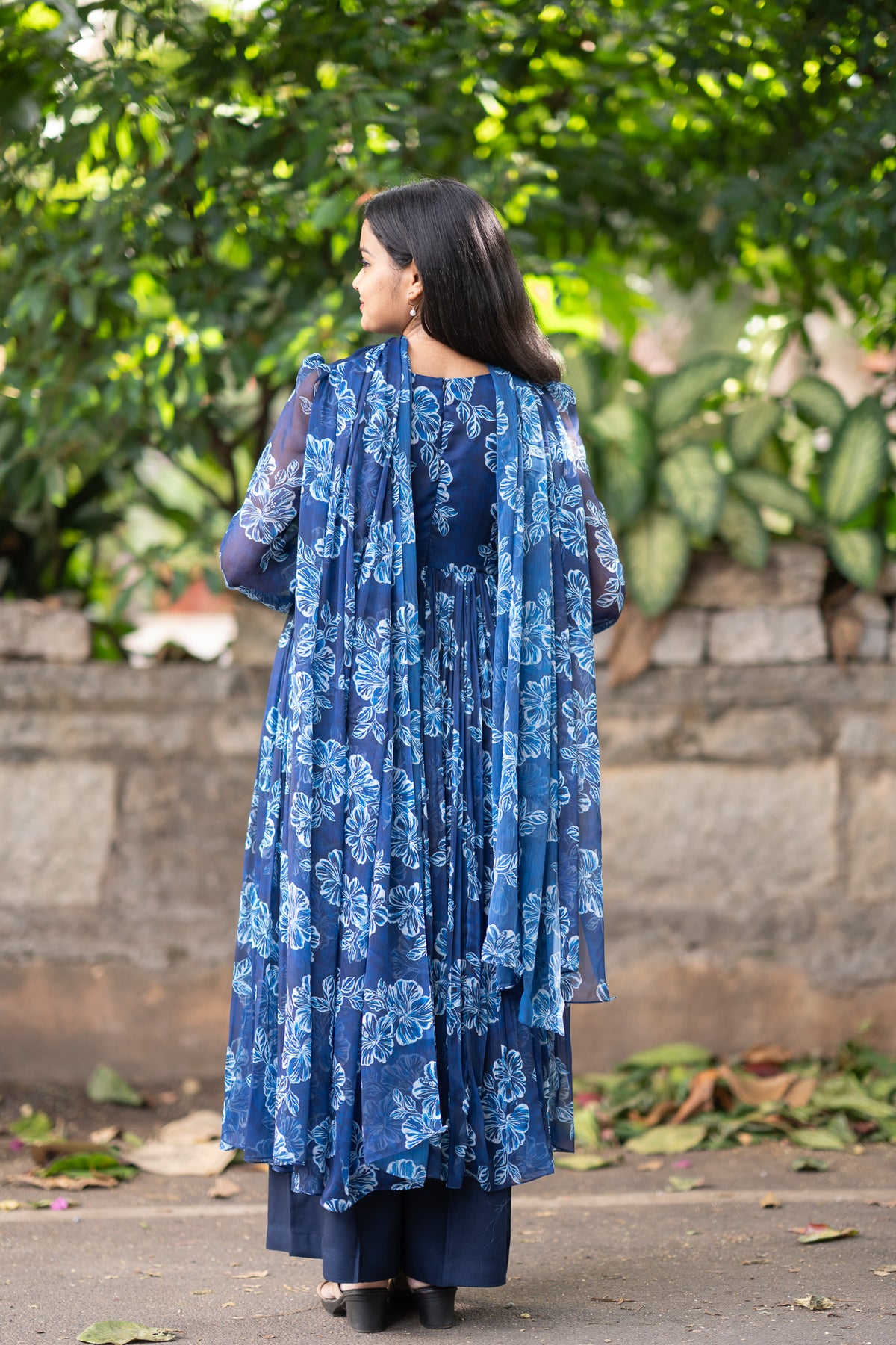 Sapphire Bloom Chiffon Kurti Set