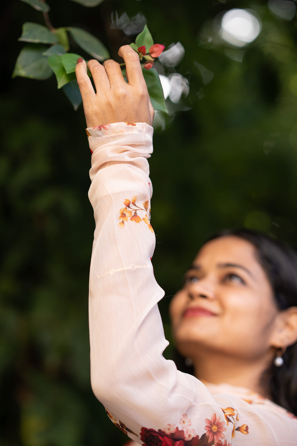 Peach Bloom Chiffon Kurti Set