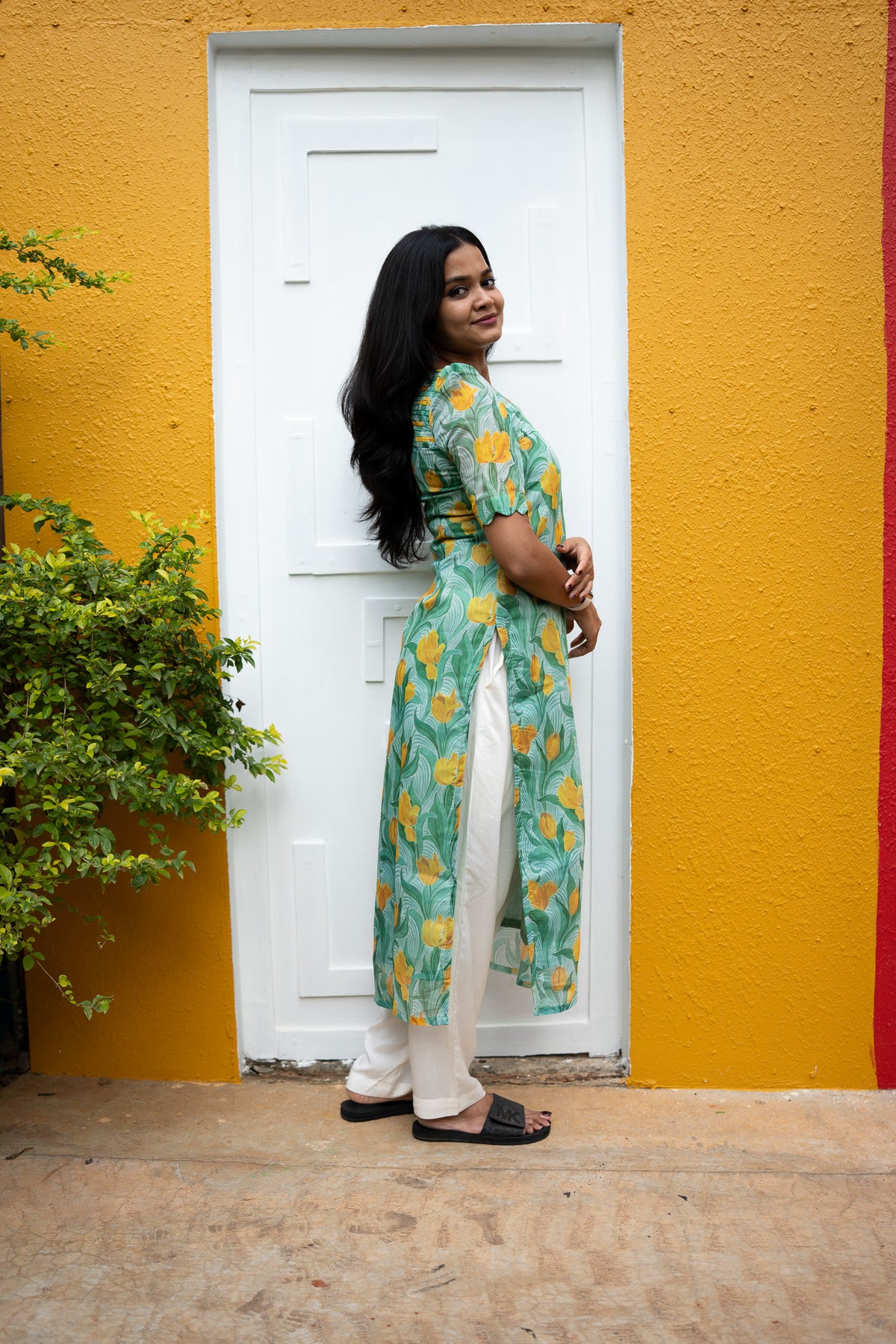 Mint Garden Chanderi Kurti Set