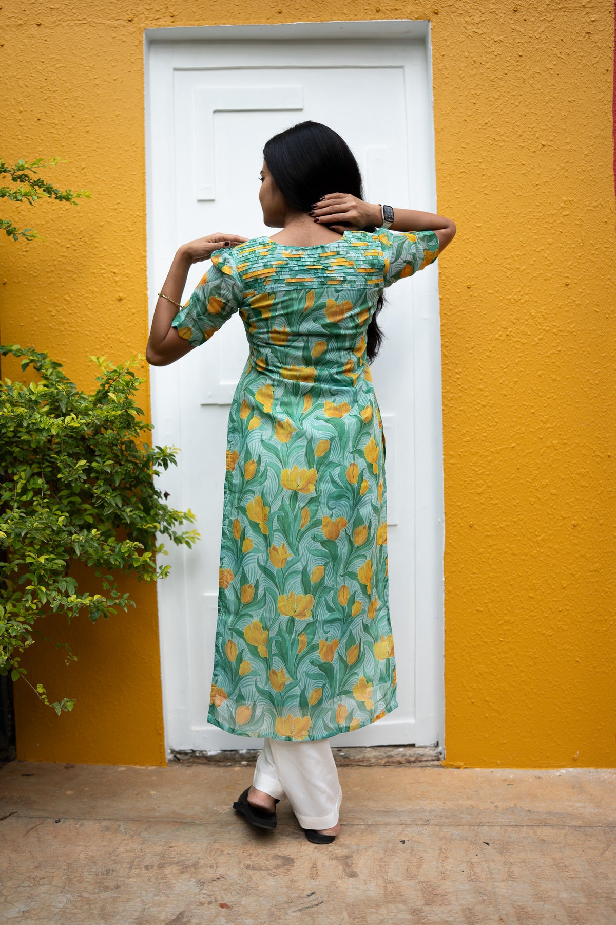 Mint Garden Chanderi Kurti Set