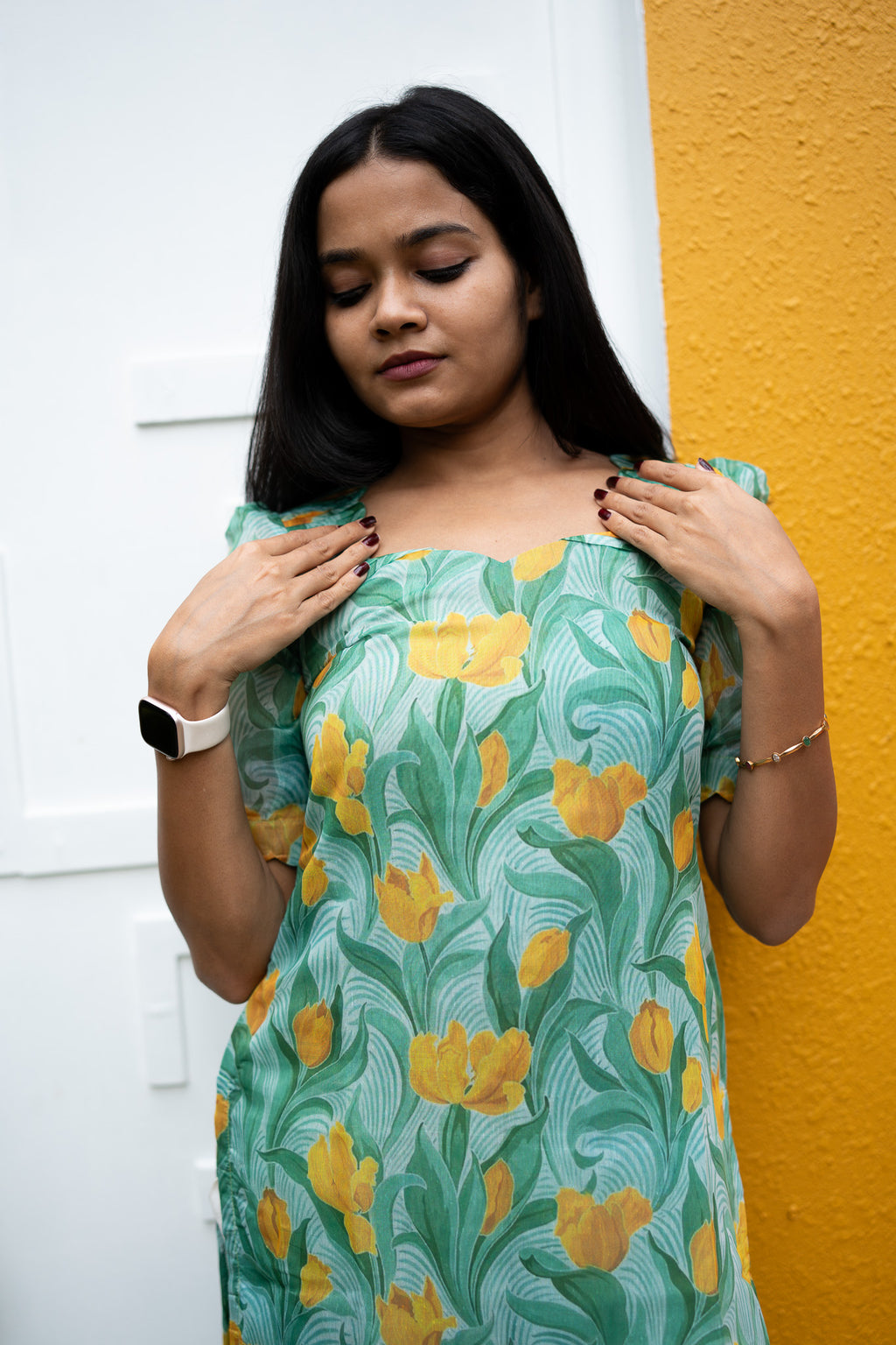 Mint Garden Chanderi Kurti Set