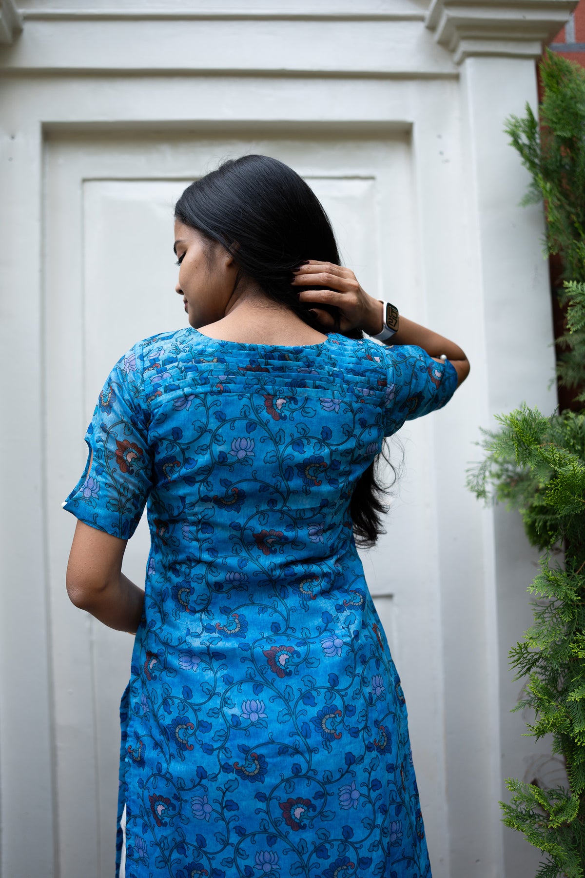 Azure Vine Chanderi Kurti Set