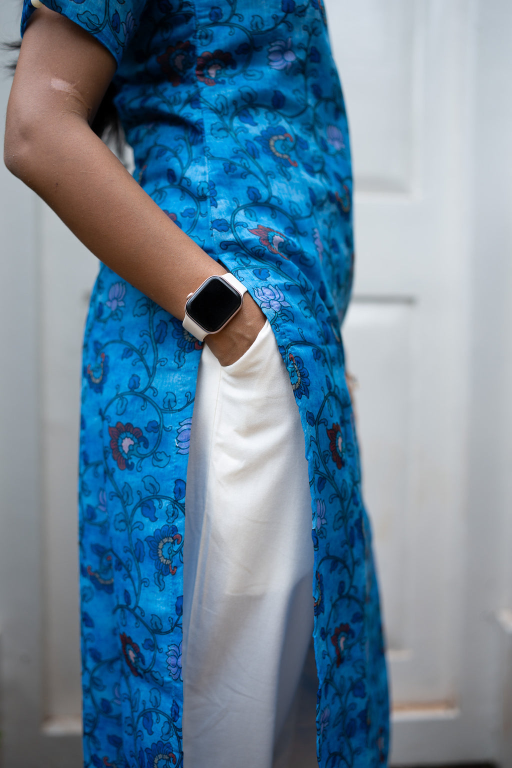 Azure Vine Chanderi Kurti Set
