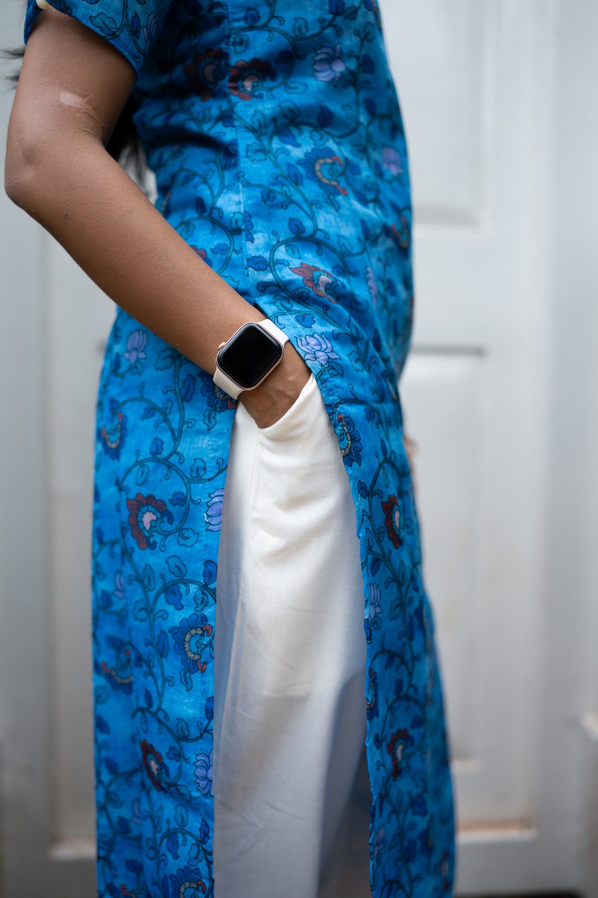 Azure Vine Chanderi Kurti Set