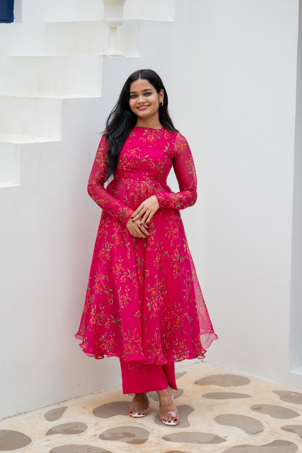 Rose Garden Chiffon Kurti Set