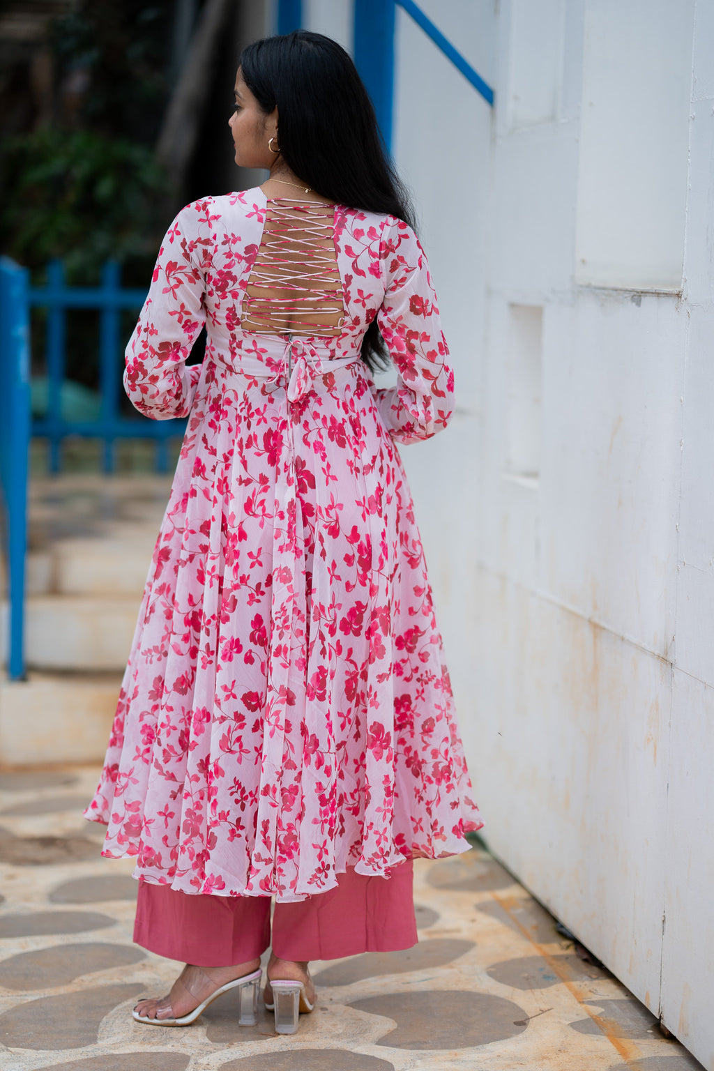 Rose Petal Chiffon Kurti Set