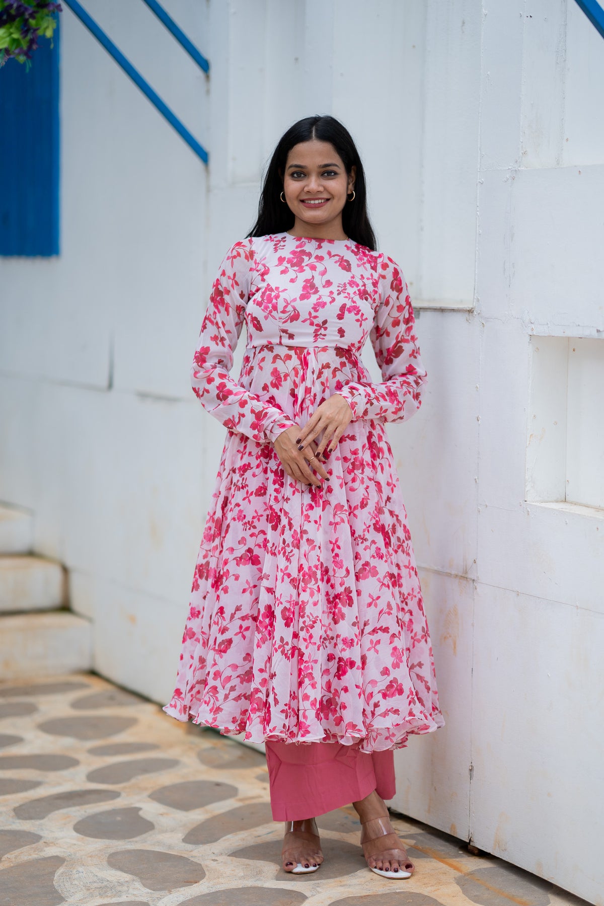 Rose Petal Chiffon Kurti Set