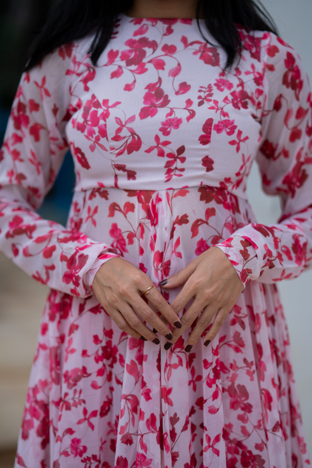 Rose Petal Chiffon Kurti Set