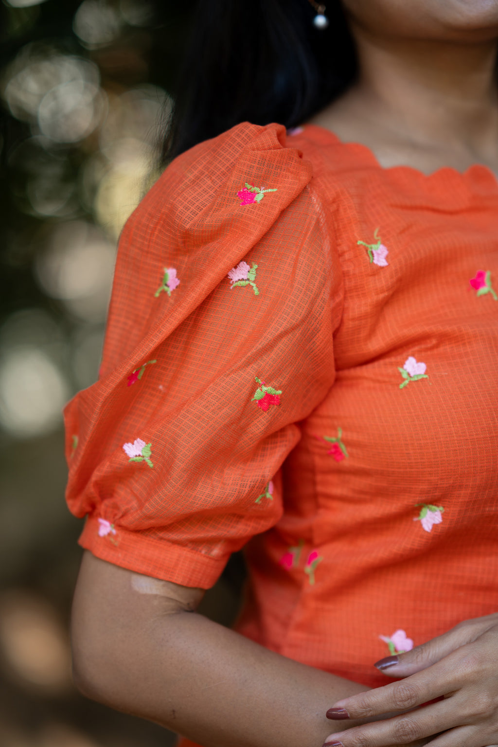 Tangerine Chiffon Kurti Set