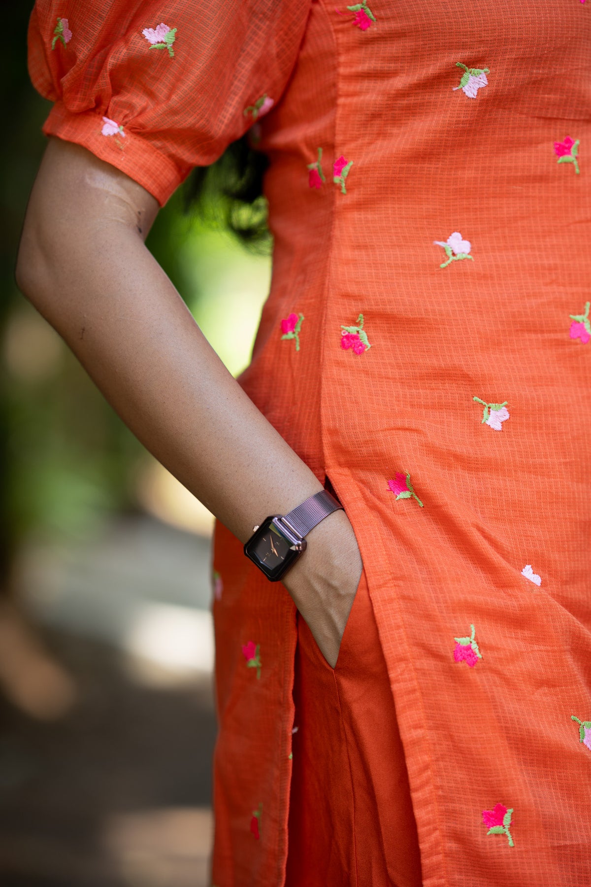Tangerine Chiffon Kurti Set