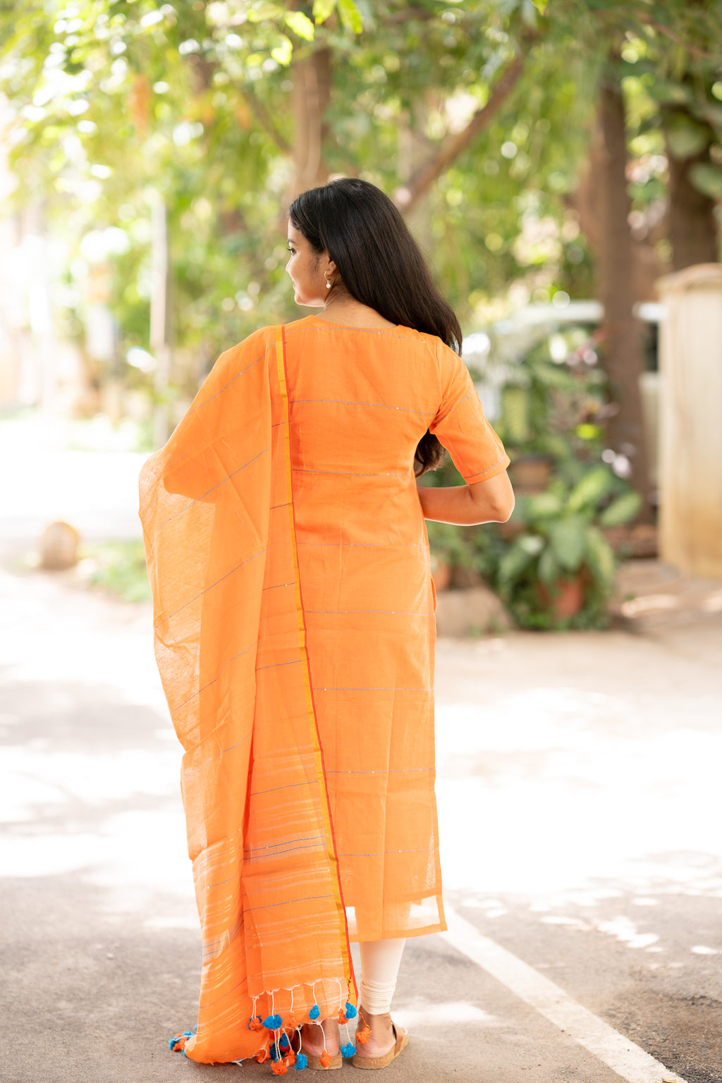Tangerine Mul Cotton Kurti
