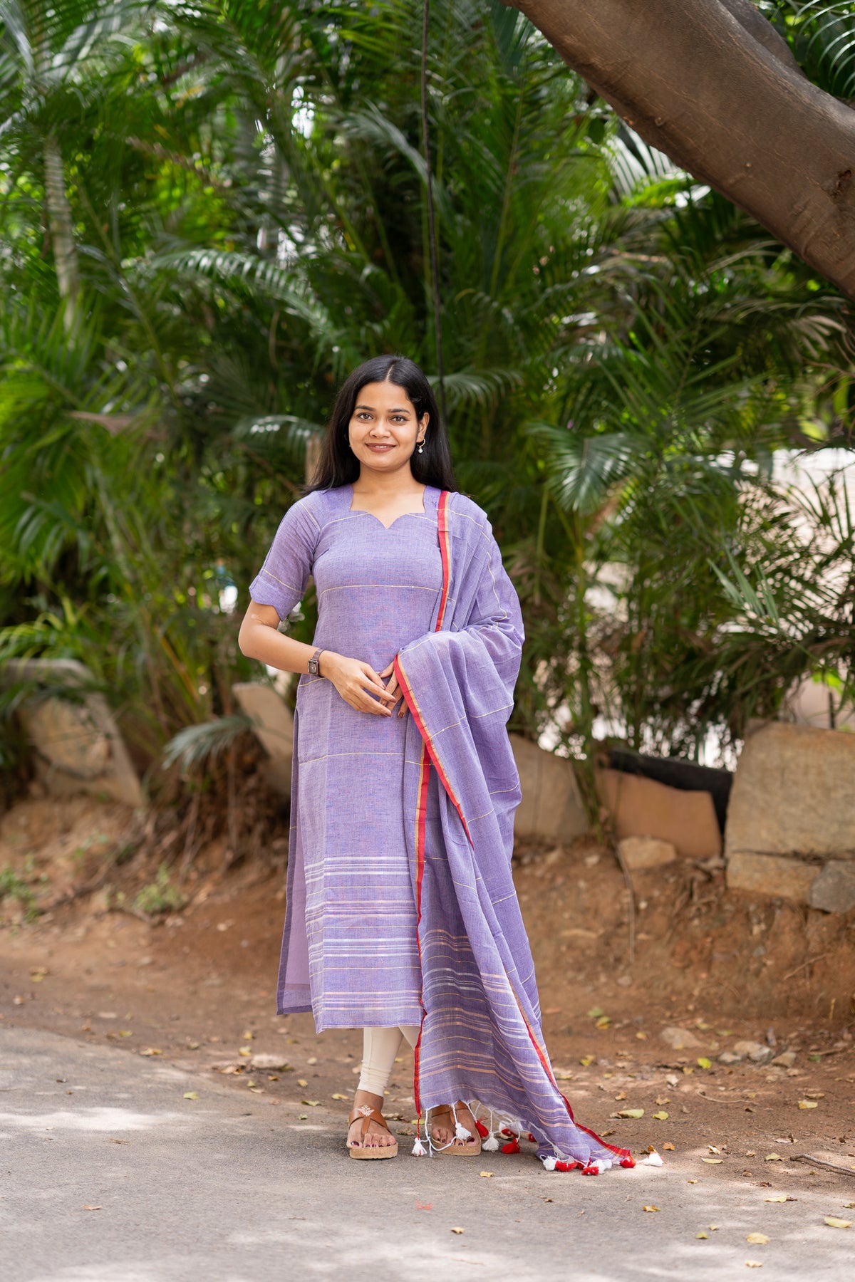 Lavender Mul Cotton Kurti