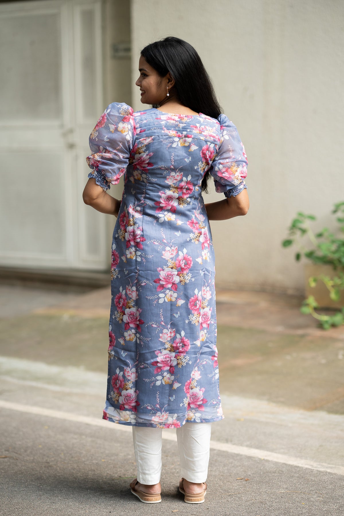 Blue Rose Chanderi Kurti Set