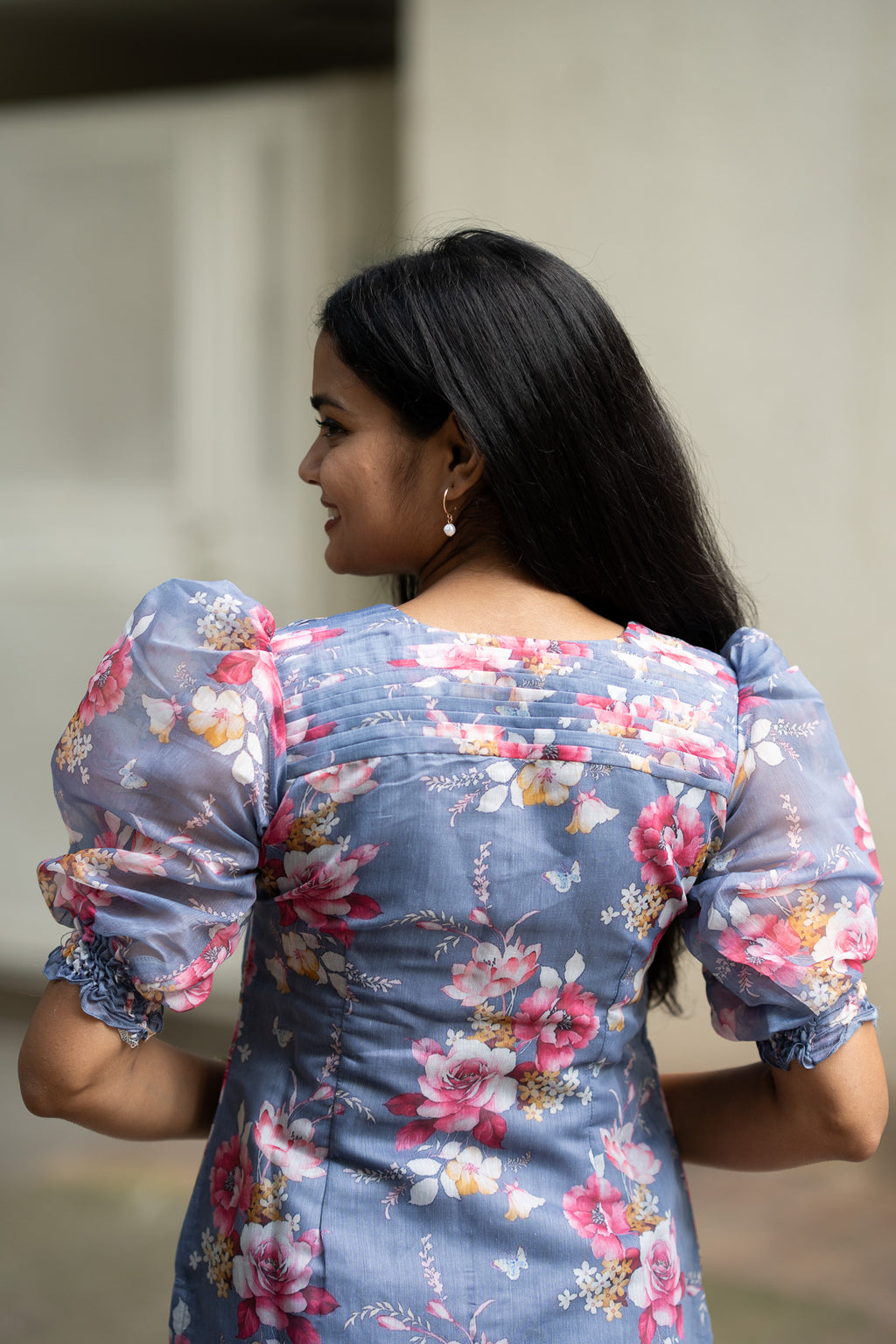 Blue Rose Chanderi Kurti Set