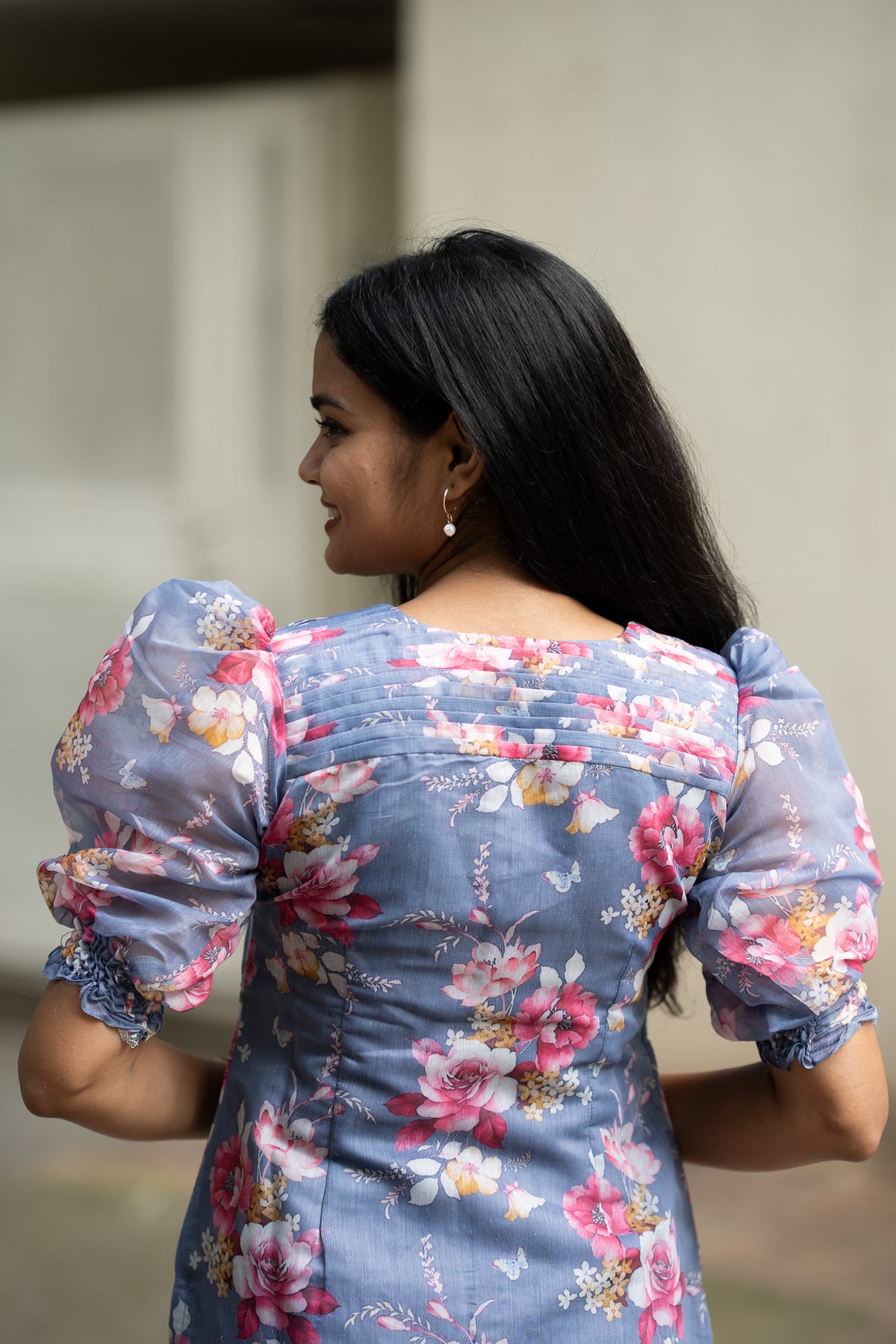 Blue Rose Chanderi Kurti Set
