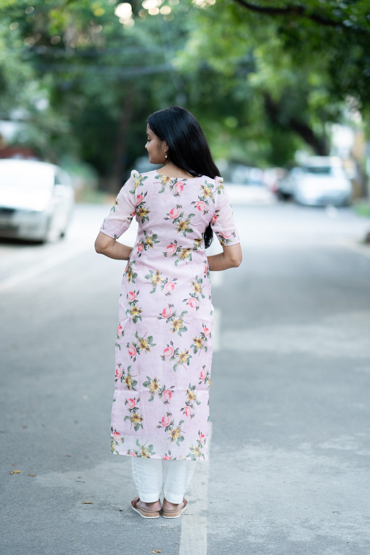 Lavender Rose Chanderi Kurti Set