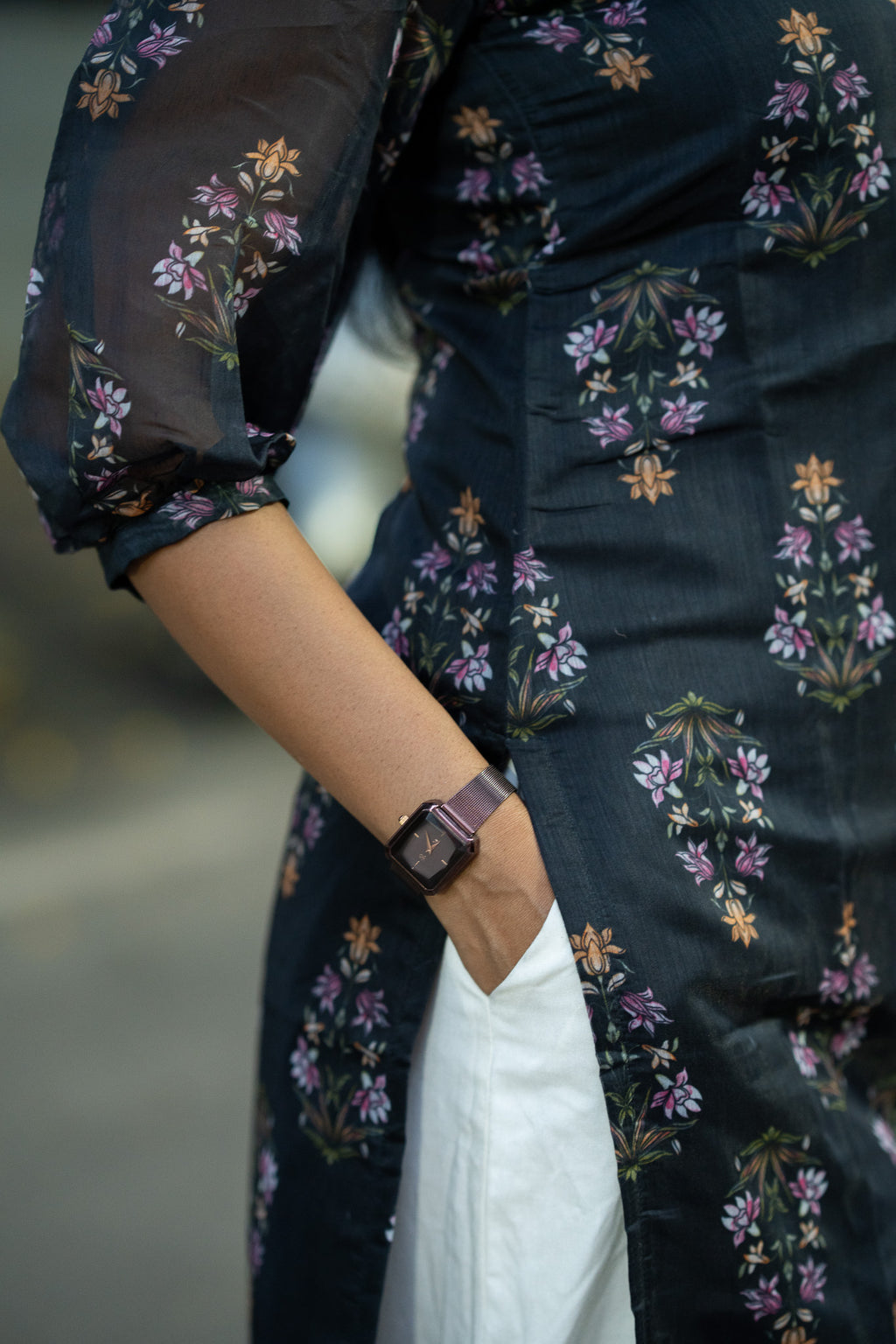 Midnight Garden Chanderi Kurti Set