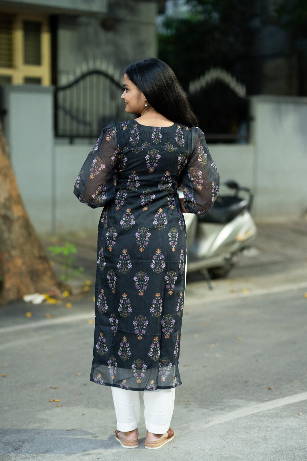 Midnight Garden Chanderi Kurti Set
