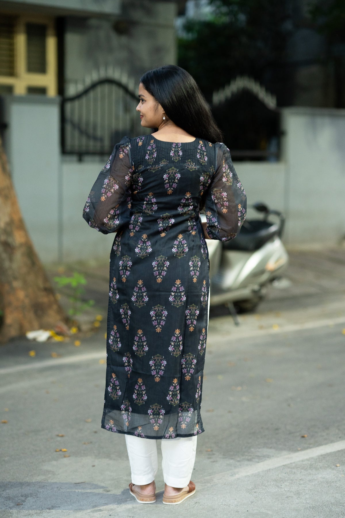 Midnight Garden Chanderi Kurti Set