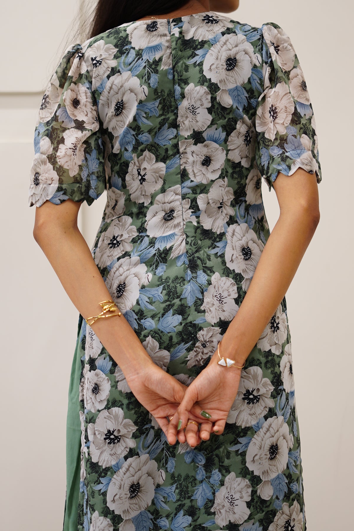 Sage Floral Korean Style Kurti Set