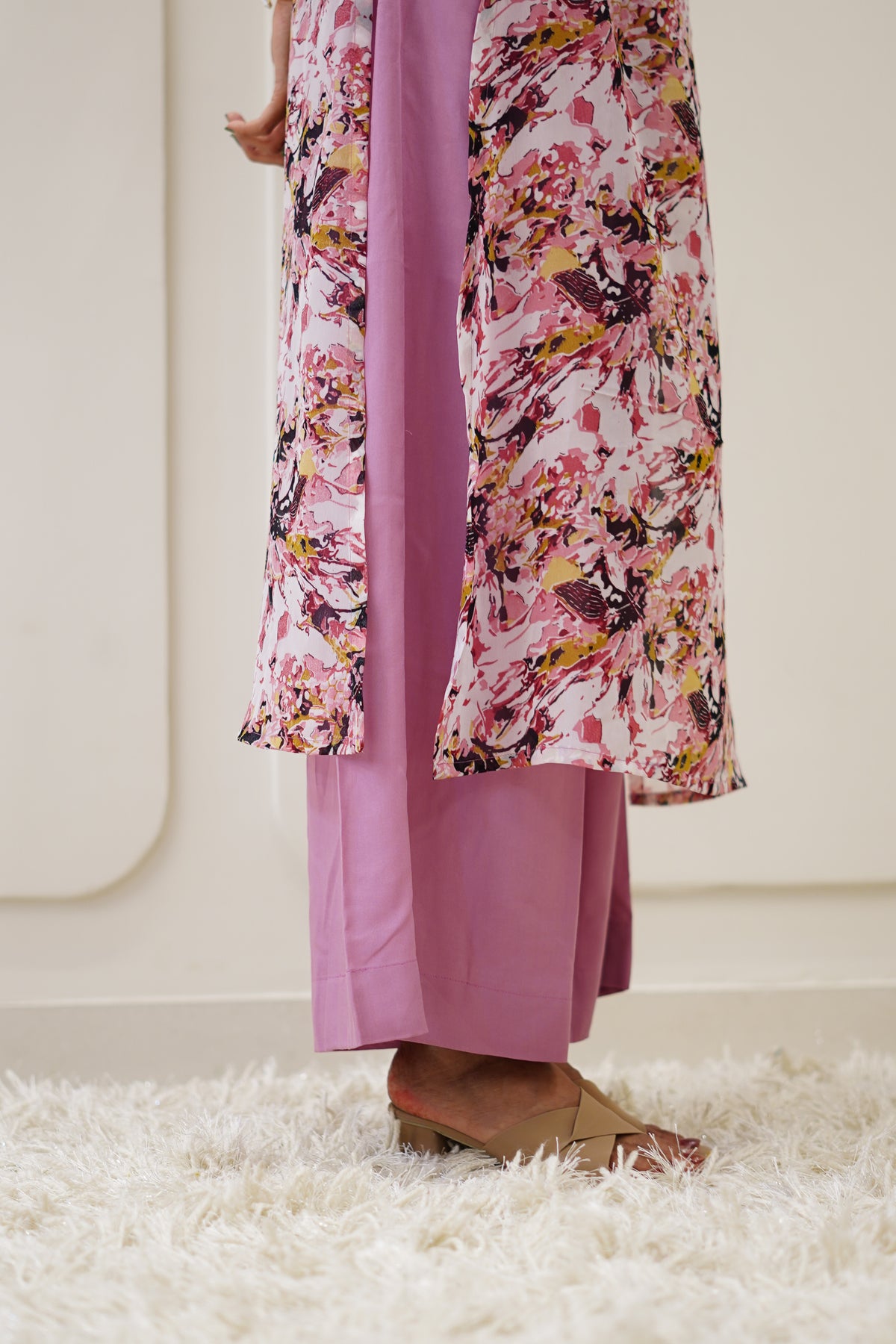 Blush Floral Korean Style Kurti Set