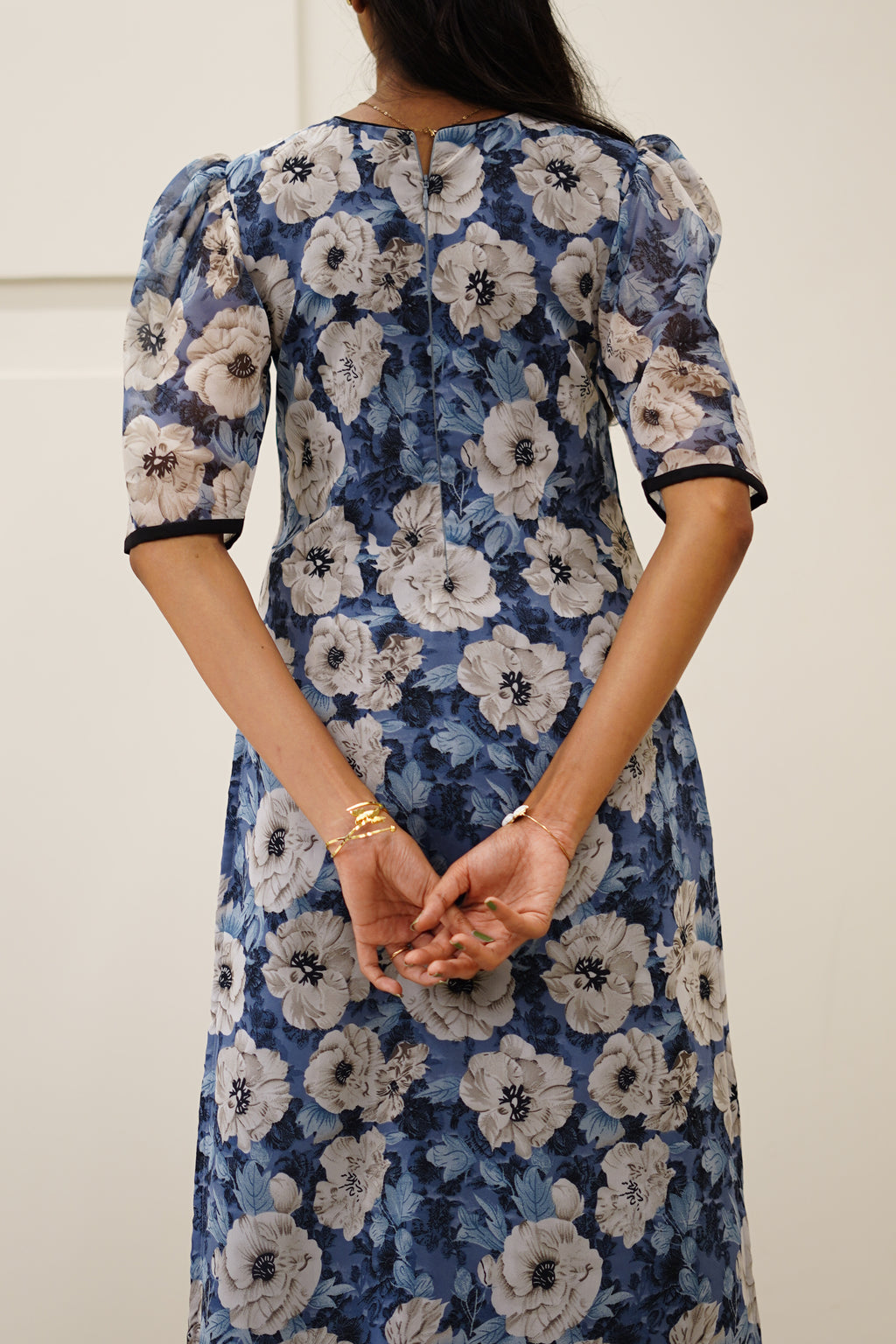Blue Floral Korean Style Kurti Set