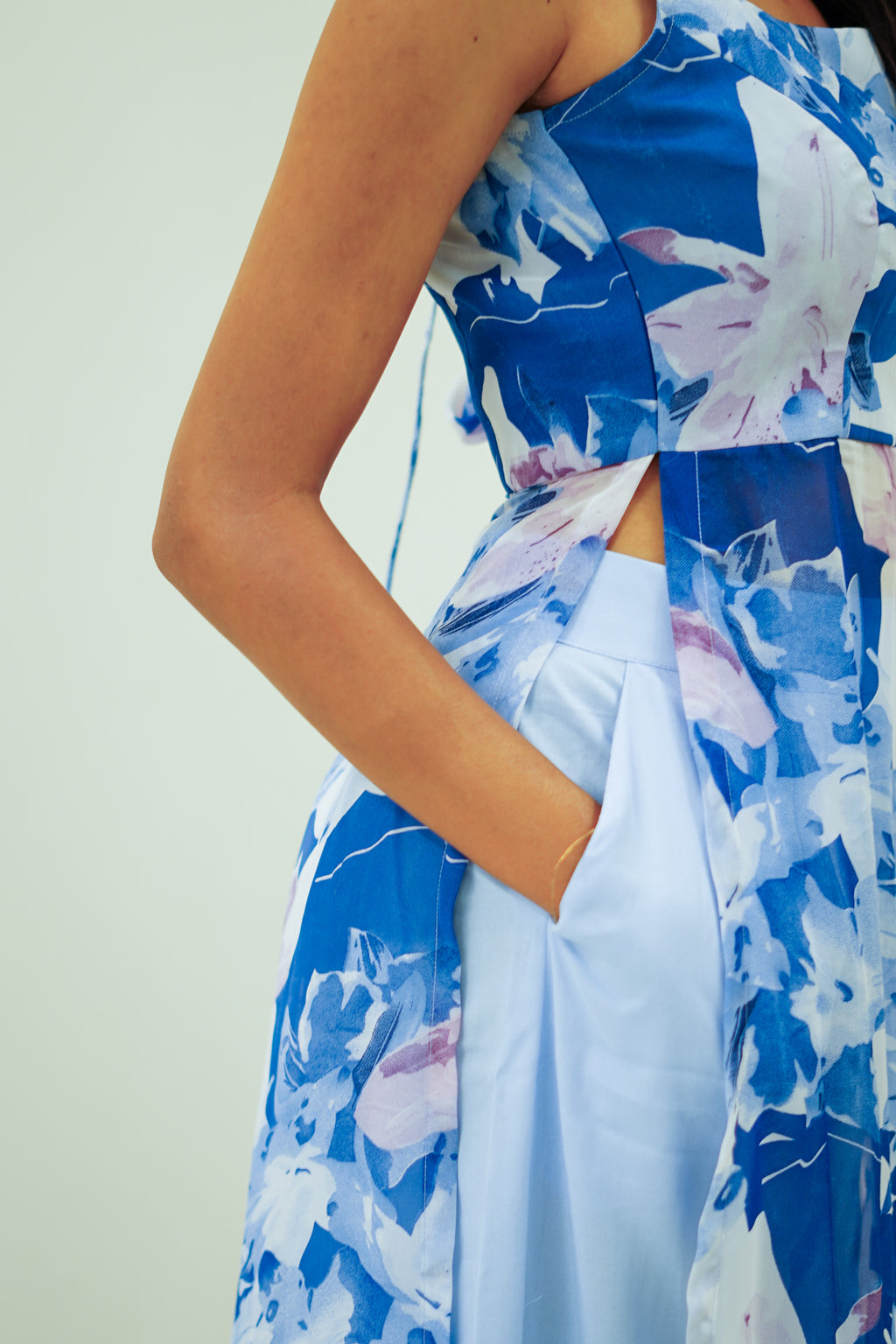 Blue Bloom Korean Style Kurti Set