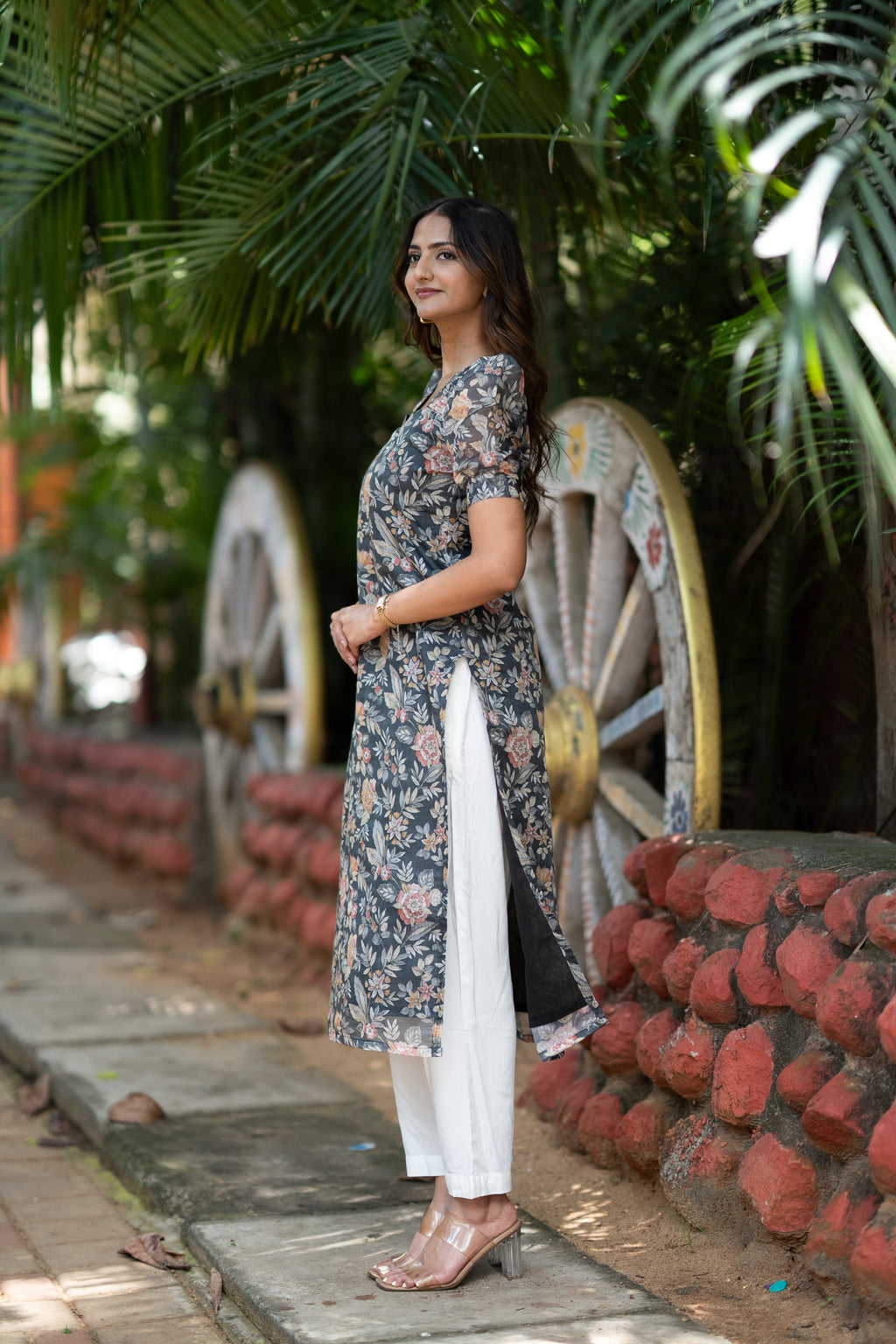 Floral Chanderi Kurti Set