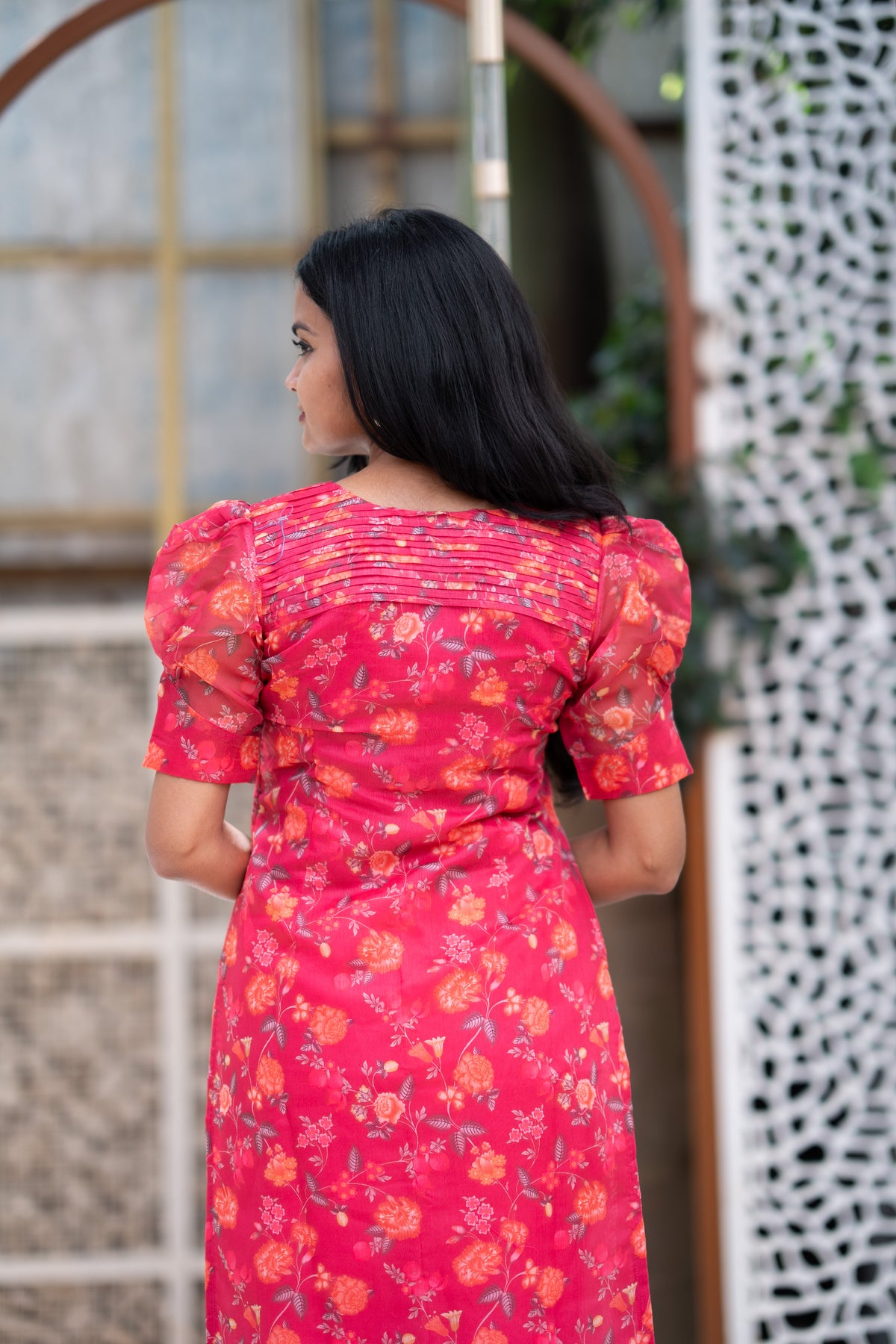 Coral Chanderi Kurti Set