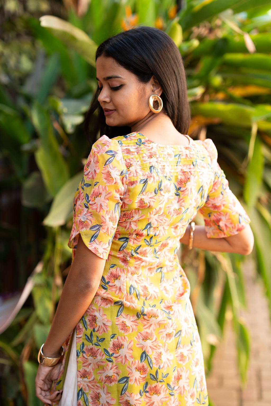 Marigold Floral Chanderi Kurti Set