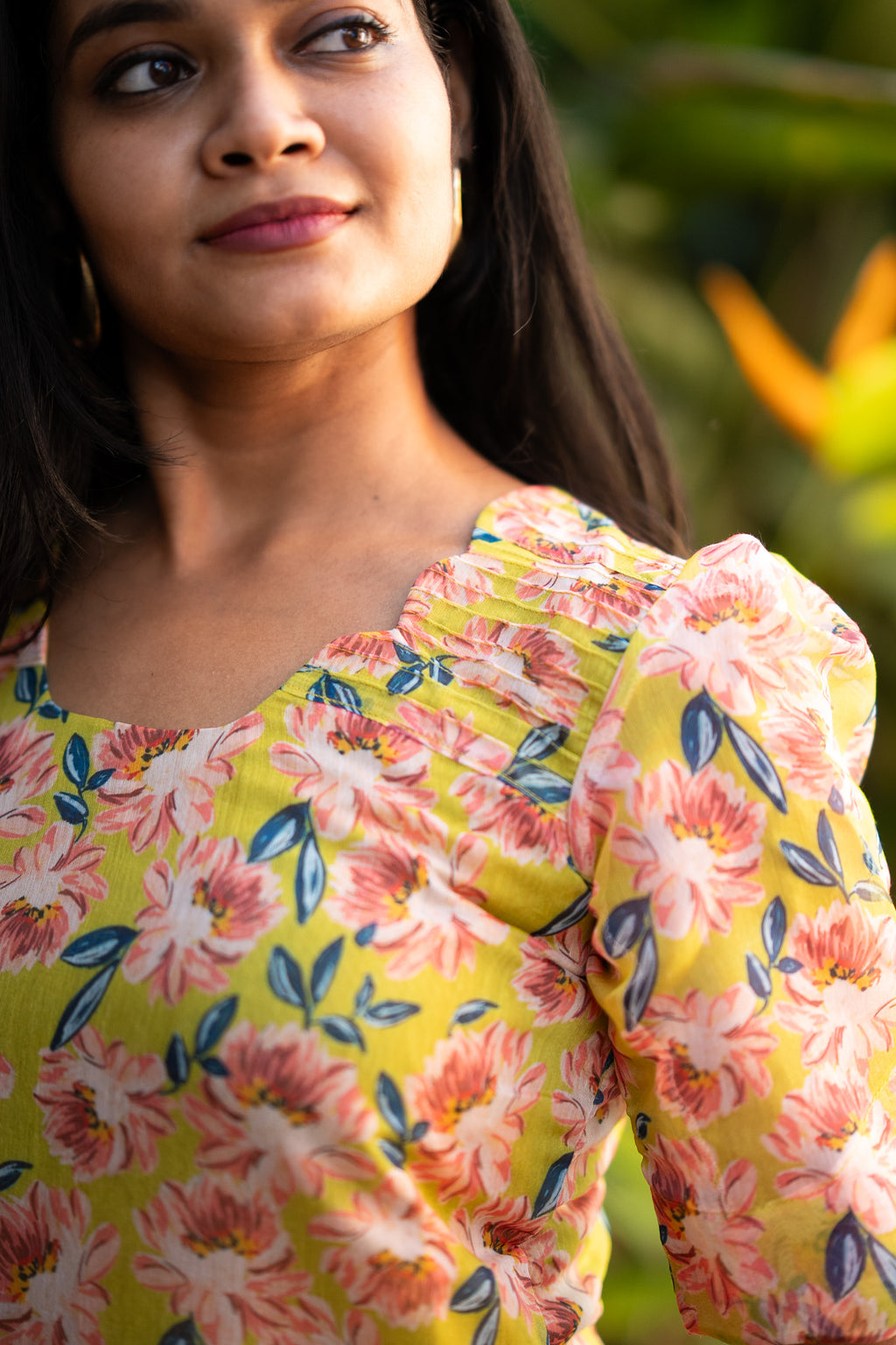 Marigold Floral Chanderi Kurti Set