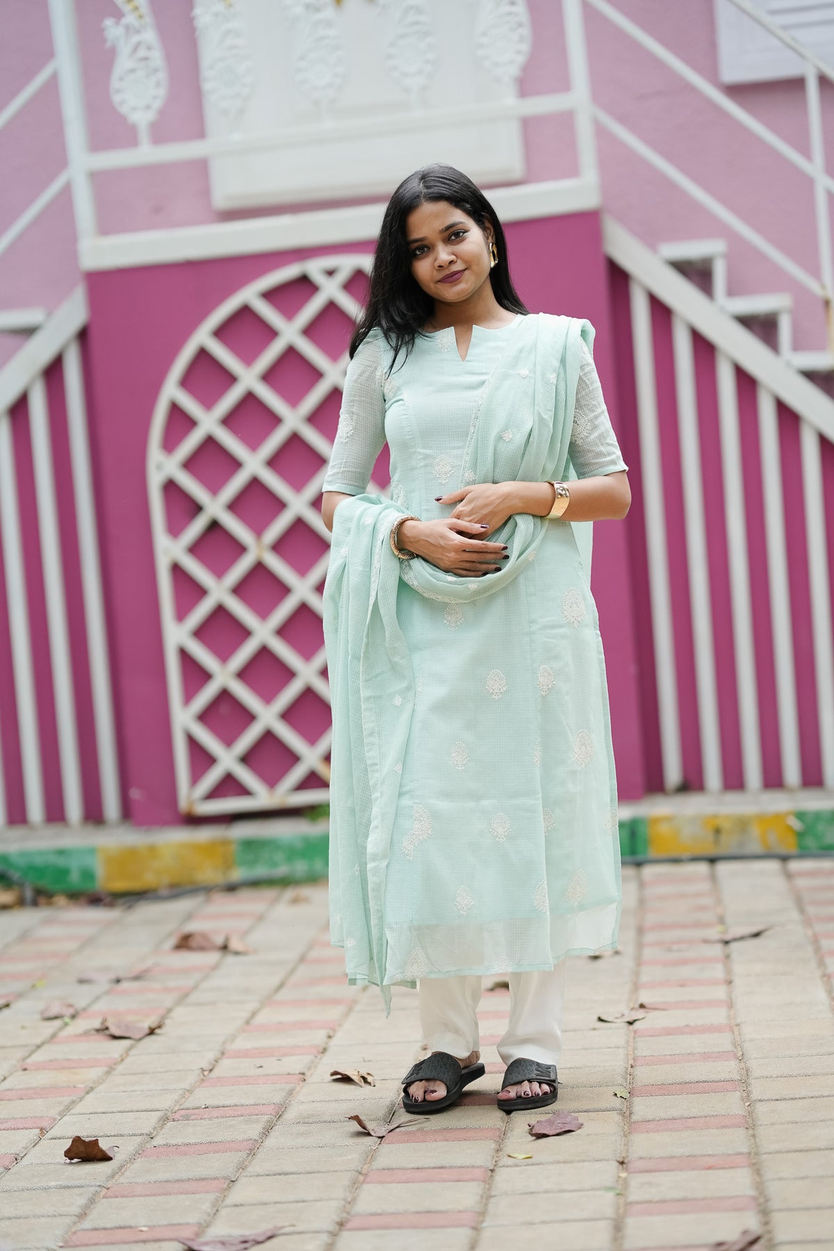 Mint Green Kota Kurti Set