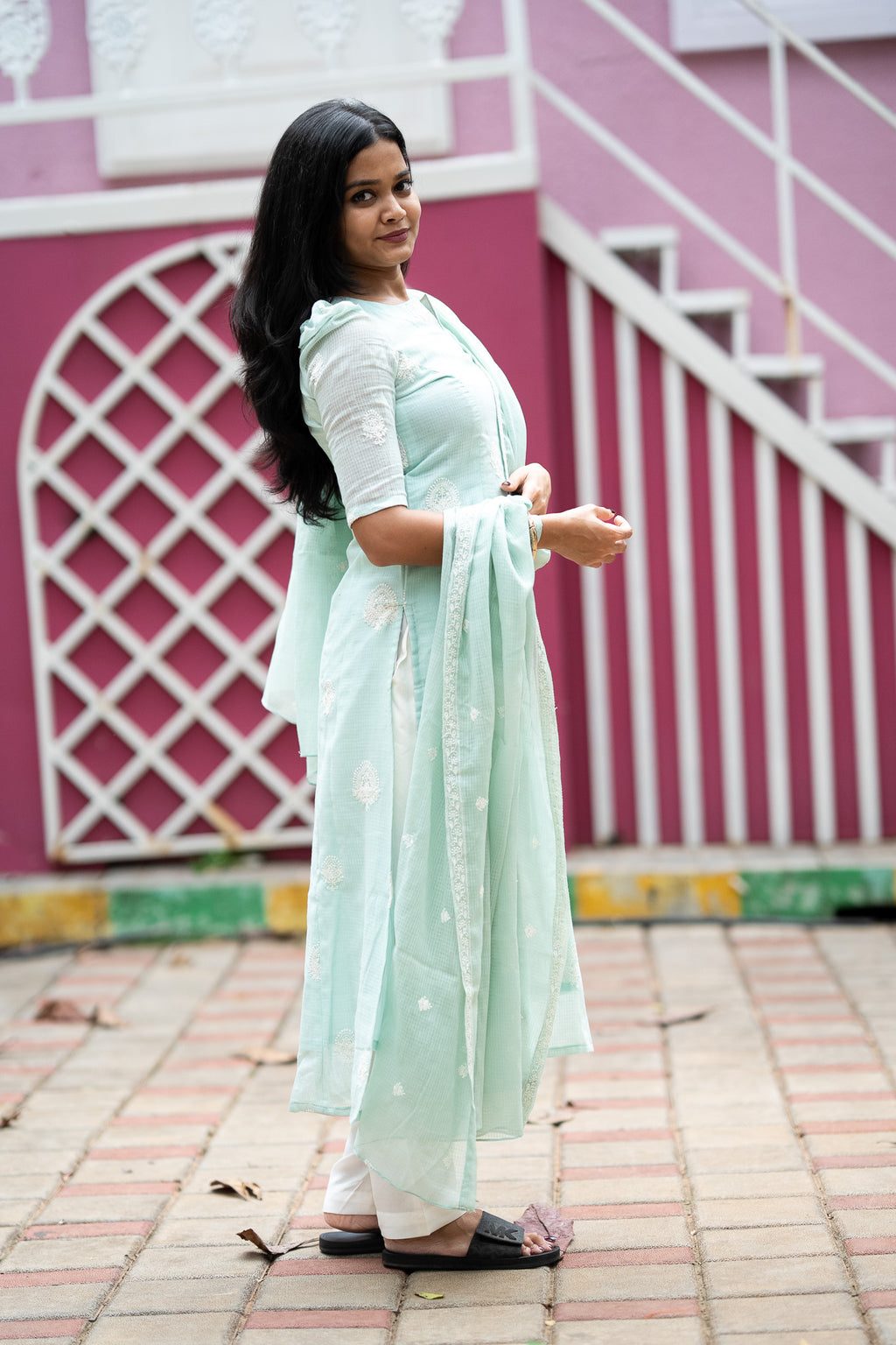 Mint Green Kota Kurti Set