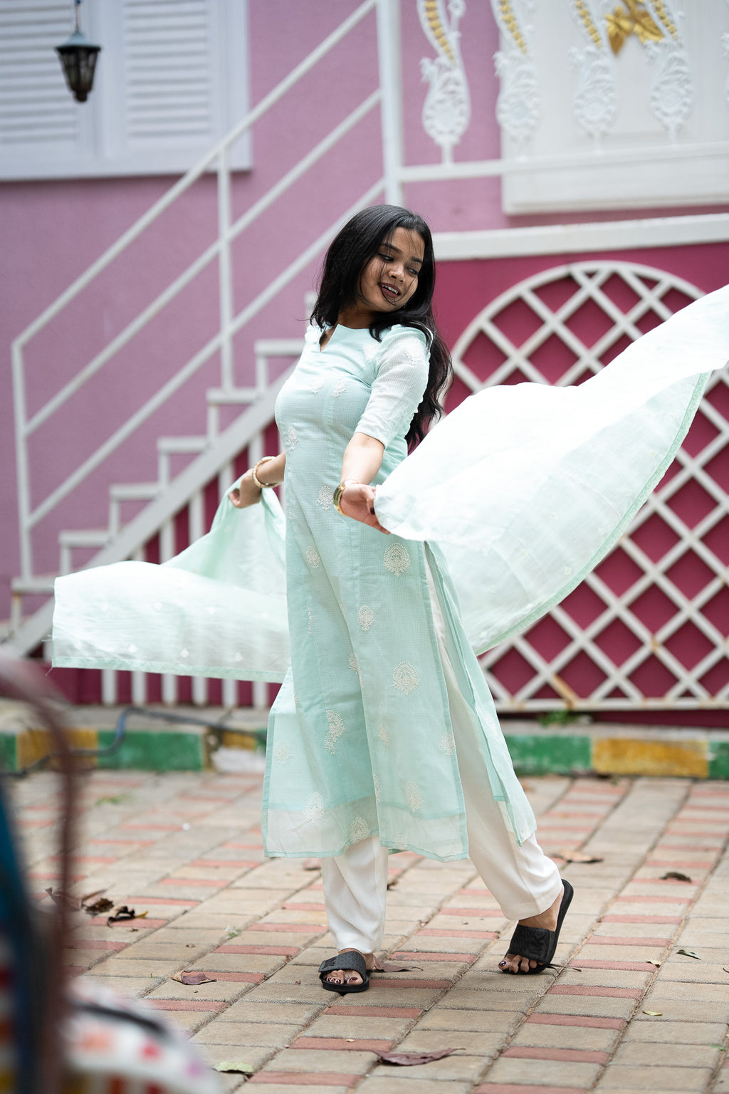 Mint Green Kota Kurti Set