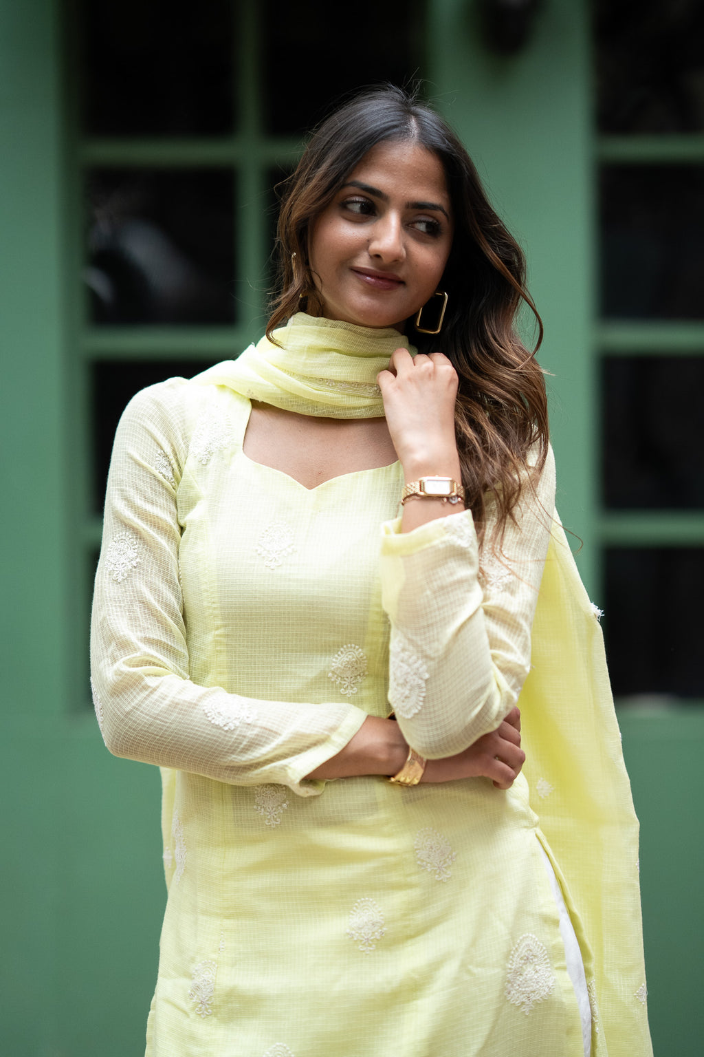 Lemon Yellow Kota Kurti Set
